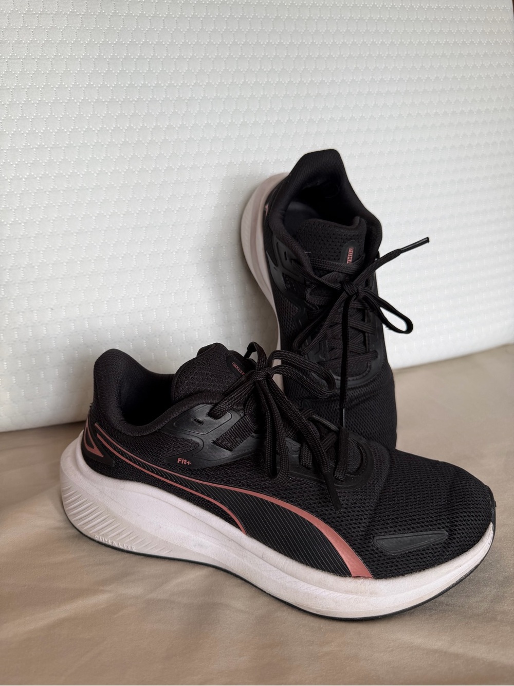Puma Women's Black Fit+ Running Sneakers with Rose Accent
